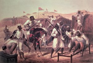 Sepoys Mutinous, de &39;The Campaign in India 1857-58 dos desenhos feitos durante o período agitado do Grande Motim ...&39; publicado por Day und Son, 1857-58